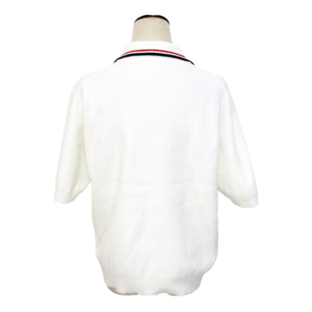 MIU MIU Off White Cotton Pique Knit Stretch Polo Shirt Sweater Top 38 - Picture 12 of 14